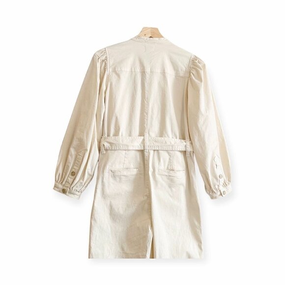 New with tag, J.Crew Puff-sleeve chino jumpsuit, Ivory, Size 2 - Picture 7 of 16